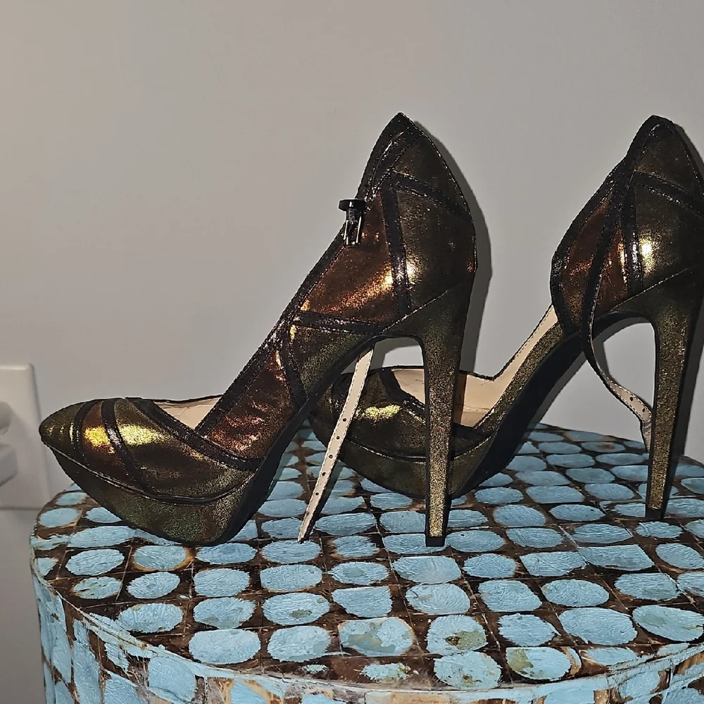 Jessica Simpson Platform Brown,bronze and Gold Women's Heels - Picture 5 of 5